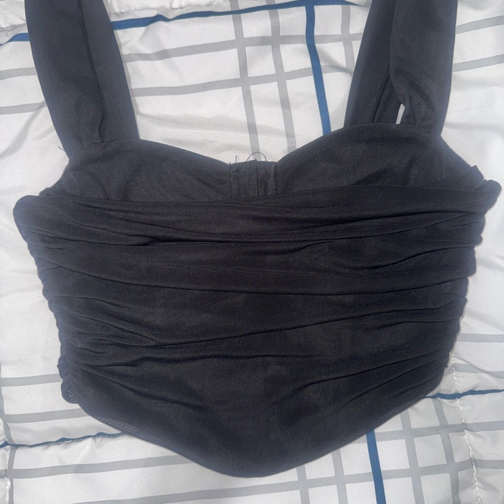 Windsor Black Ruched Bustier Bodysuit